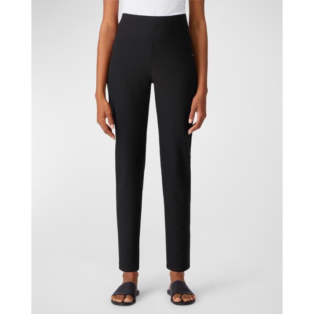 Eileen Fisher XL Stretch Crepe Cropped Ankle Pants Trousers Black Capsule HEMMED